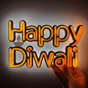 Happy Diwali - Neon with Halo Effect