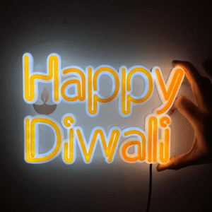 Happy Diwali - Neon Edge Glow & Halo